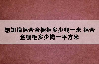 想知道铝合金橱柜多少钱一米 铝合金橱柜多少钱一平方米